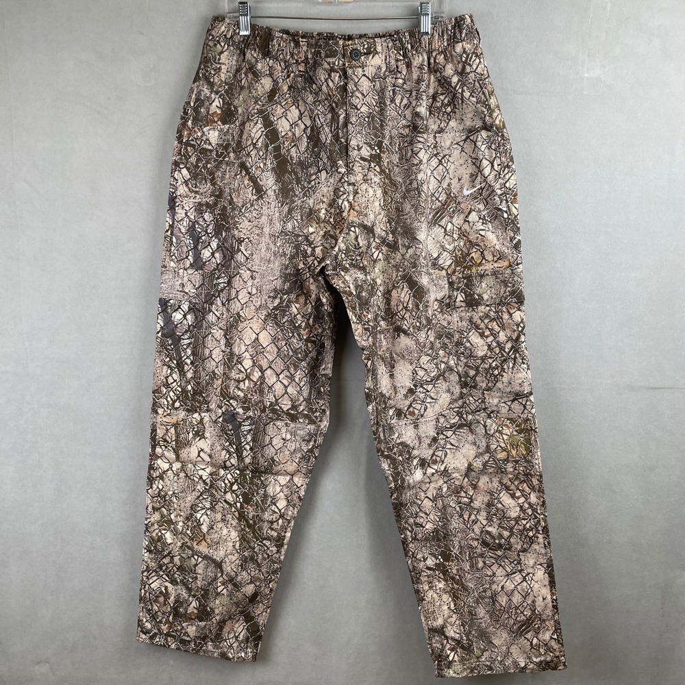 Nike Club Camo Woven Chain Link Ripstop Cargo Pants LOOSE Fit Brown IQ1019-247 L